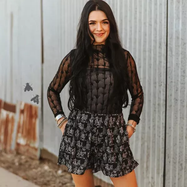 Black Lariat Mesh Top
